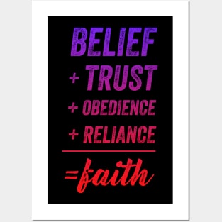 Belief + Trust + Obedience + Reliance = Faith • Red-Purple Posters and Art